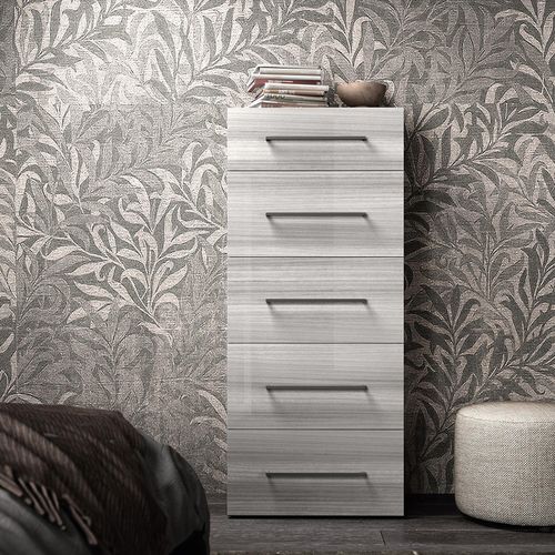 Mia Grey Italian 5 Drawer Tall Chest with Handles