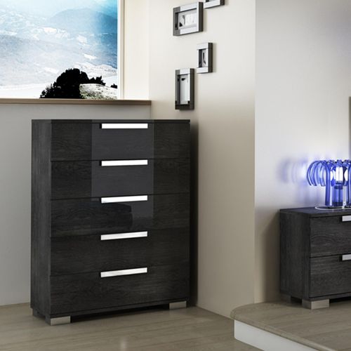 Sarah Grey Birch Italian 5 Drawer Tall Chest with Horizontal Handles