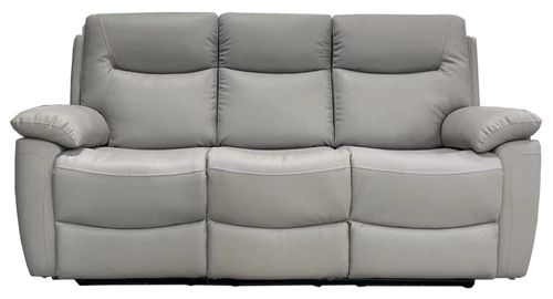 Lucia Pearl Grey Leather 3 Seater Recliner Sofa