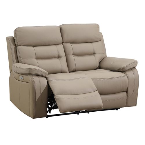 Belgravia Taupe Leather 2 Seater Power Recliner Sofa