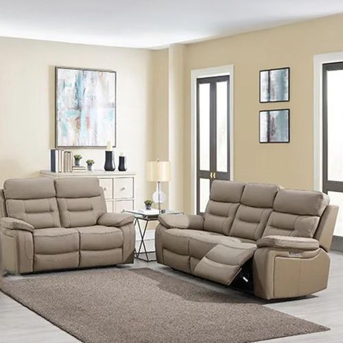 Belgravia Taupe Leather 3+2 Seater Power Recliner Sofa Set