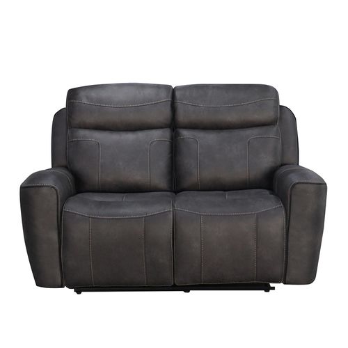 Carlo Dark Grey Leather 2 Seater Power Recliner Sofa