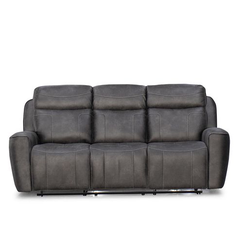 Carlo Dark Grey Leather 3 Seater Power Recliner Sofa