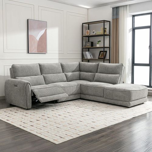 Ellie Light Grey Fabric Chaise Corner Sofa