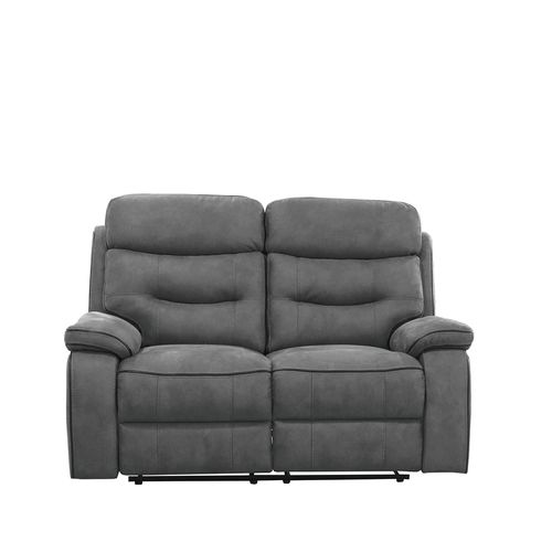 Gabrielle Charcoal Leather 2 Seater Manual Recliner Sofa
