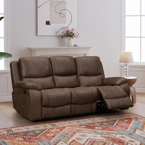 Isobella Chocolate Fabric 3 Seater Manual Recliner Sofa