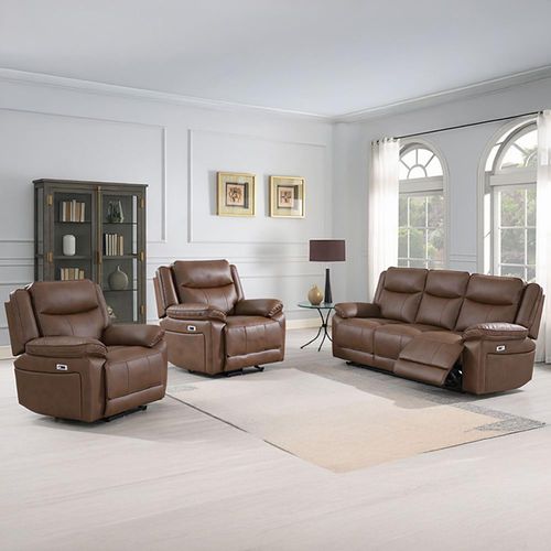 Torino Chestnut Faux Leather 3+1+1 Seater Manual Recliner Sofa Set