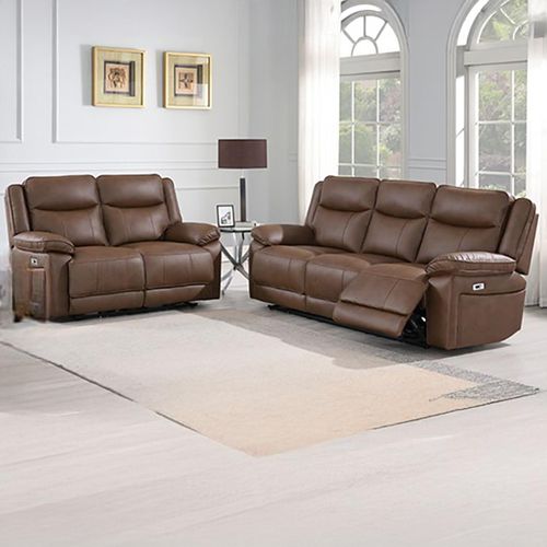 Torino Chestnut Faux Leather 3+2 Seater Manual Recliner Sofa Set
