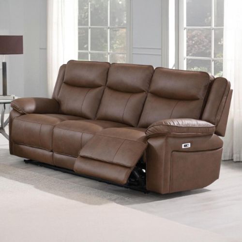 Torino Chestnut Faux Leather 3 Seater Manual Recliner Sofa