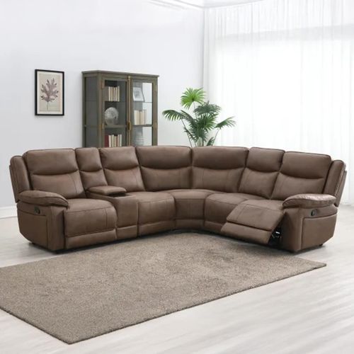 Torino Chestnut Faux Leather Corner Manual Recliner Sofa