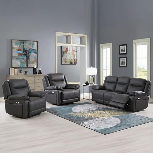 Torino Grey Pewter Faux Leather 3+1+1 Seater Manual Recliner Sofa Set