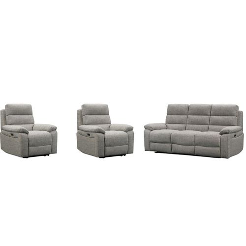Westbury Grey Fabric 3+1+1 Seater Power Recliner Sofa Set