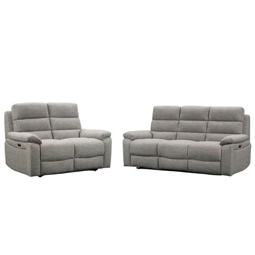 Westbury Grey Fabric 3+2 Seater Power Recliner Sofa Set