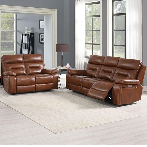 Belgravia Brown Leather 3+2 Seater Power Recliner Sofa Set