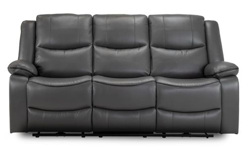 Harald Grey Faux Leather Electric Recliner 3 Seater Sofa
