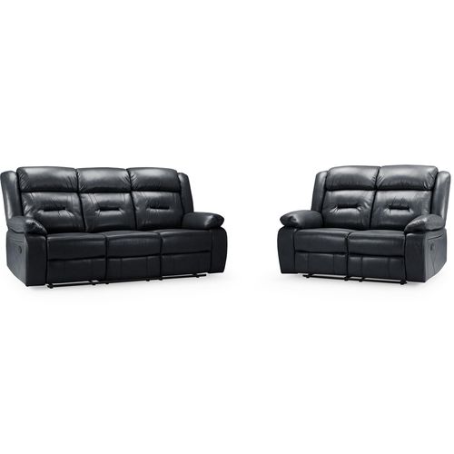 Novie Black Faux Leather 3+2 Seater Sofa Set