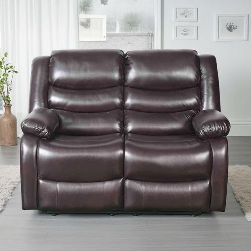 Conrad Brown Leather 2 Seater Manual Recliner Sofa