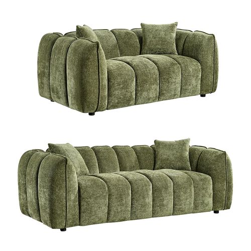 Venice Green Fabric 3+2 Seater Sofa Set