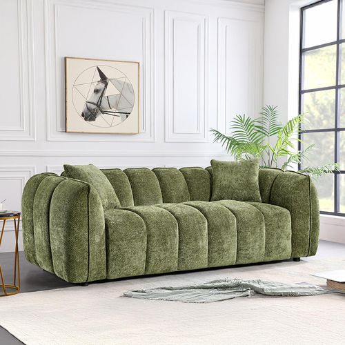 Venice Green Fabric 3 Seater Sofa