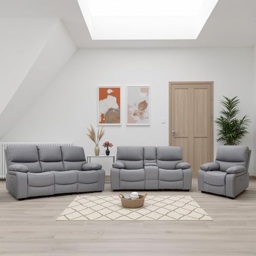 Orla Grey Leather 3+2+1 Seater Electric Recliner Sofa Set
