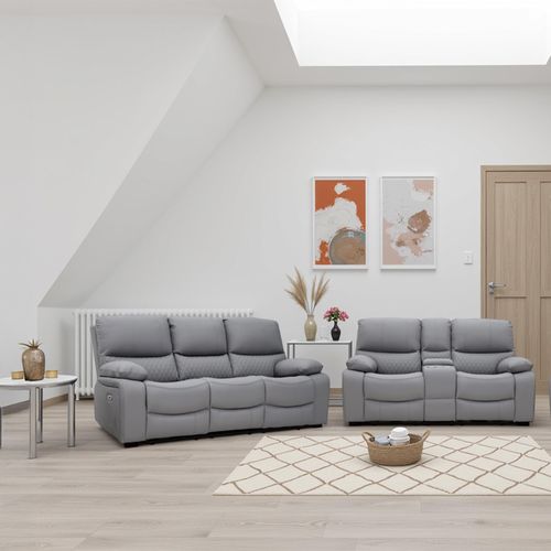 Orla Grey Leather 3+2 Seater Electric Recliner Sofa Set