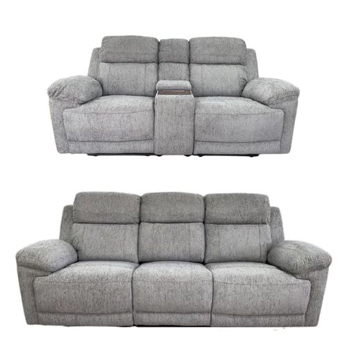 Owen Grey Fabric 3+2 Seater Electric Recliner Sofa Set