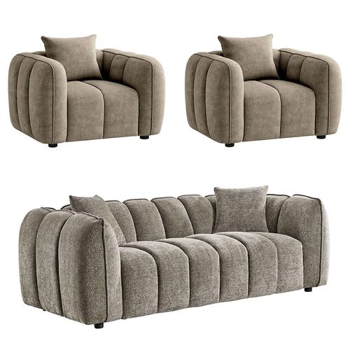 Venice Mocha Fabric 3+1+1 Seater Sofa Set