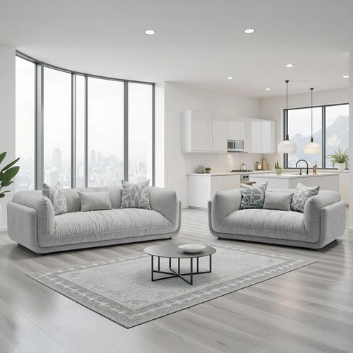 Oxford Grey Fabric 3+2 Seater Sofa Set