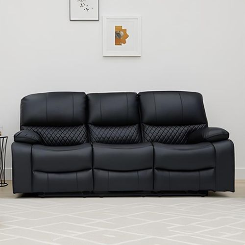Orla Black Leather 3 Seater Electric Recliner Sofa