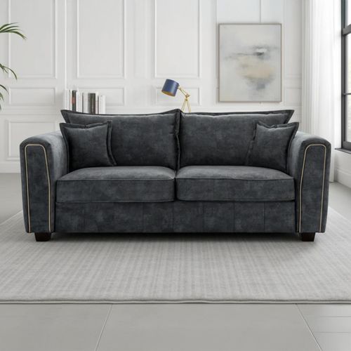 Serena Charcoal Black Fabric 3 Seater Sofa