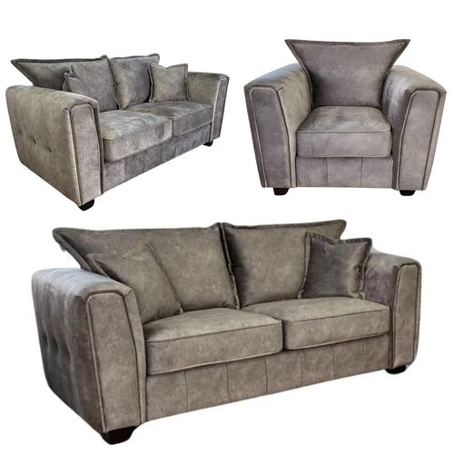 Serena Mocha Brown Fabric 3+2+1 Seater Sofa Set