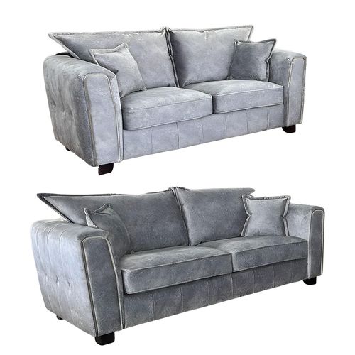 Serena Silver Grey Fabric 3+2 Seater Sofa Set