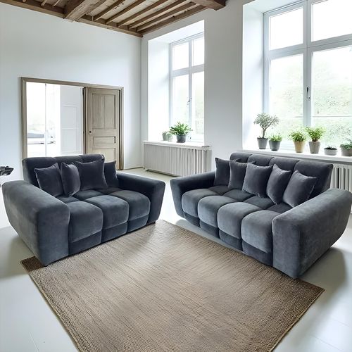 Jacob Black Fabric 3+2 Seater Sofa Set
