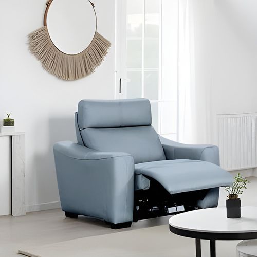 Mayfair Grey Leather Electric Recliner Armchair