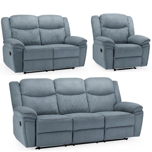 Myra Grey Fabric 3+2+1 Seater Manual Recliner Sofa Set