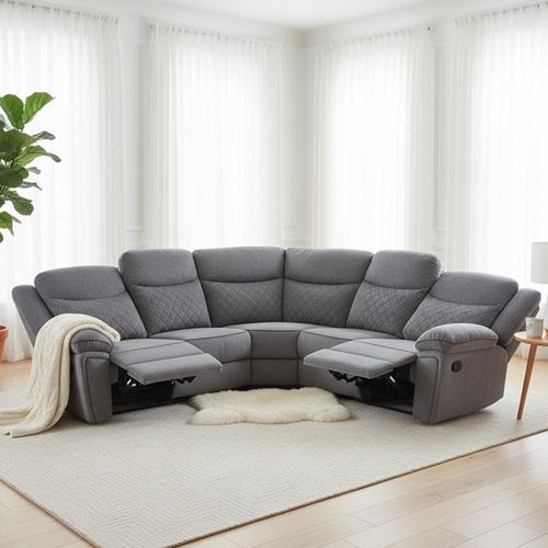 Myra Grey Fabric Manual Recliner Corner Sofa