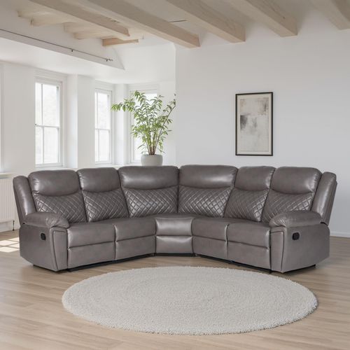 Myra Grey Faux Leather Manual Recliner Corner Sofa
