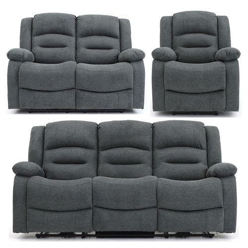 Alva Graphite Fabric 3+2+1 Seater Electric Recliner Sofa Set