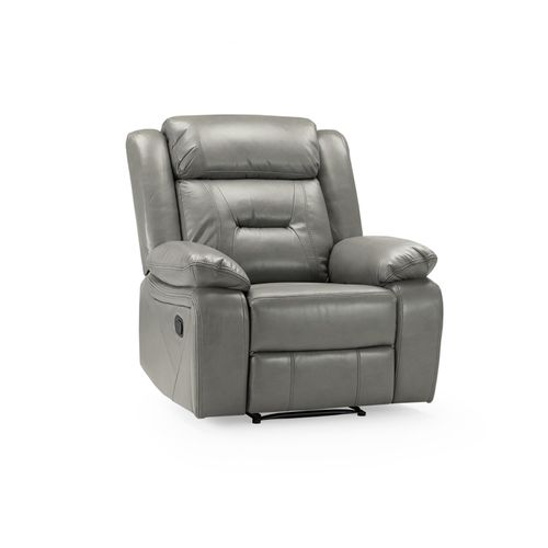 Novie Grey Faux Leather Manual Recliner Armchair