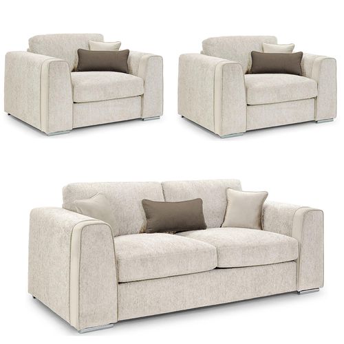Naples Beige Fabric 3+1+1 Seater Sofa Set