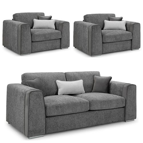 Naples Grey Fabric 3+1+1 Seater Sofa Set