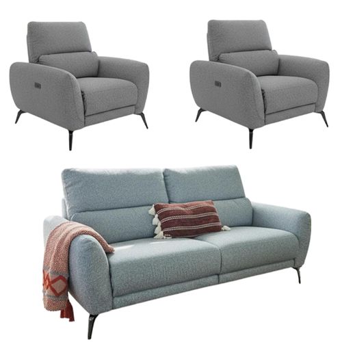 Sorrento Grey Fabric 3+1+1 Seater Electric Recliner Sofa Set