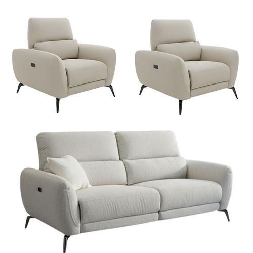 Sorrento Beige Fabric 3+1+1 Seater Electric Recliner Sofa Set