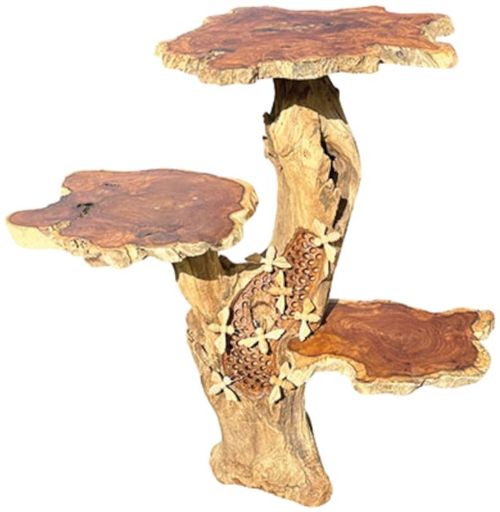 Driftwood Beehive 8 Bees and 3 Shelves Lamp Table