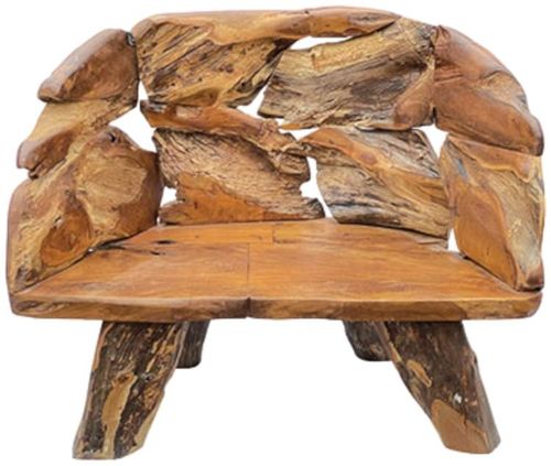 Teak Root Branch Medium Bench with Back