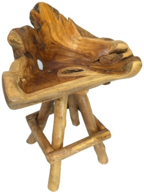 Teak Root Bar Tub Swivel Stool