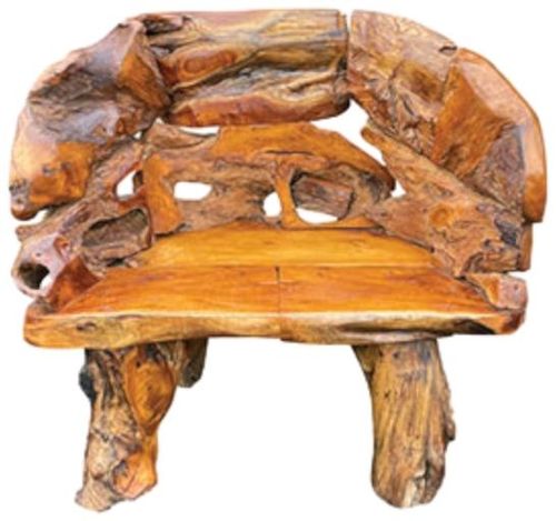 Teak Root Branch Small Bench with Back