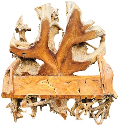 Teak Root King Bench with Back