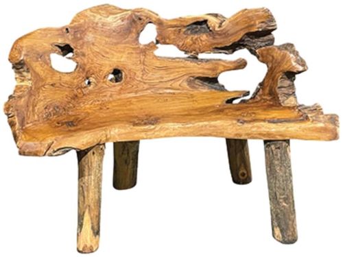 Teak Root Small Bench with Back