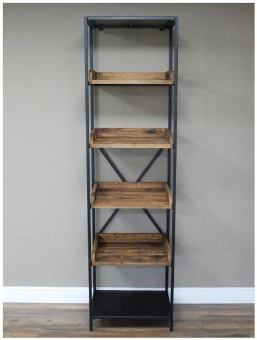 Dutch Industrial Reclaimed Wood and Metal Tall Shelves